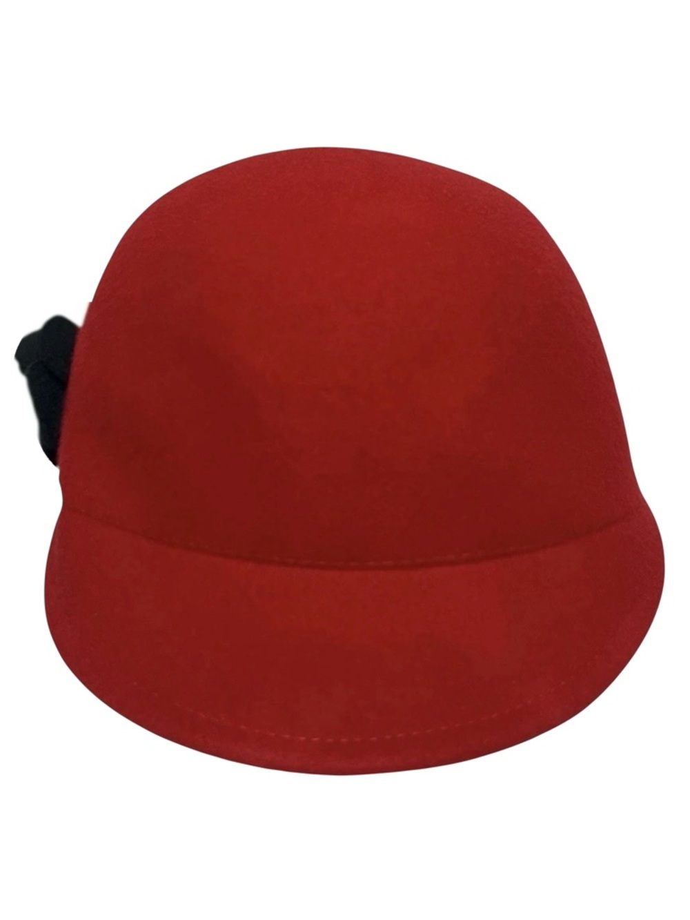 Adora Cloche Hat Women’s One Size Red Black Wool Felt Bow Party Flower Retro